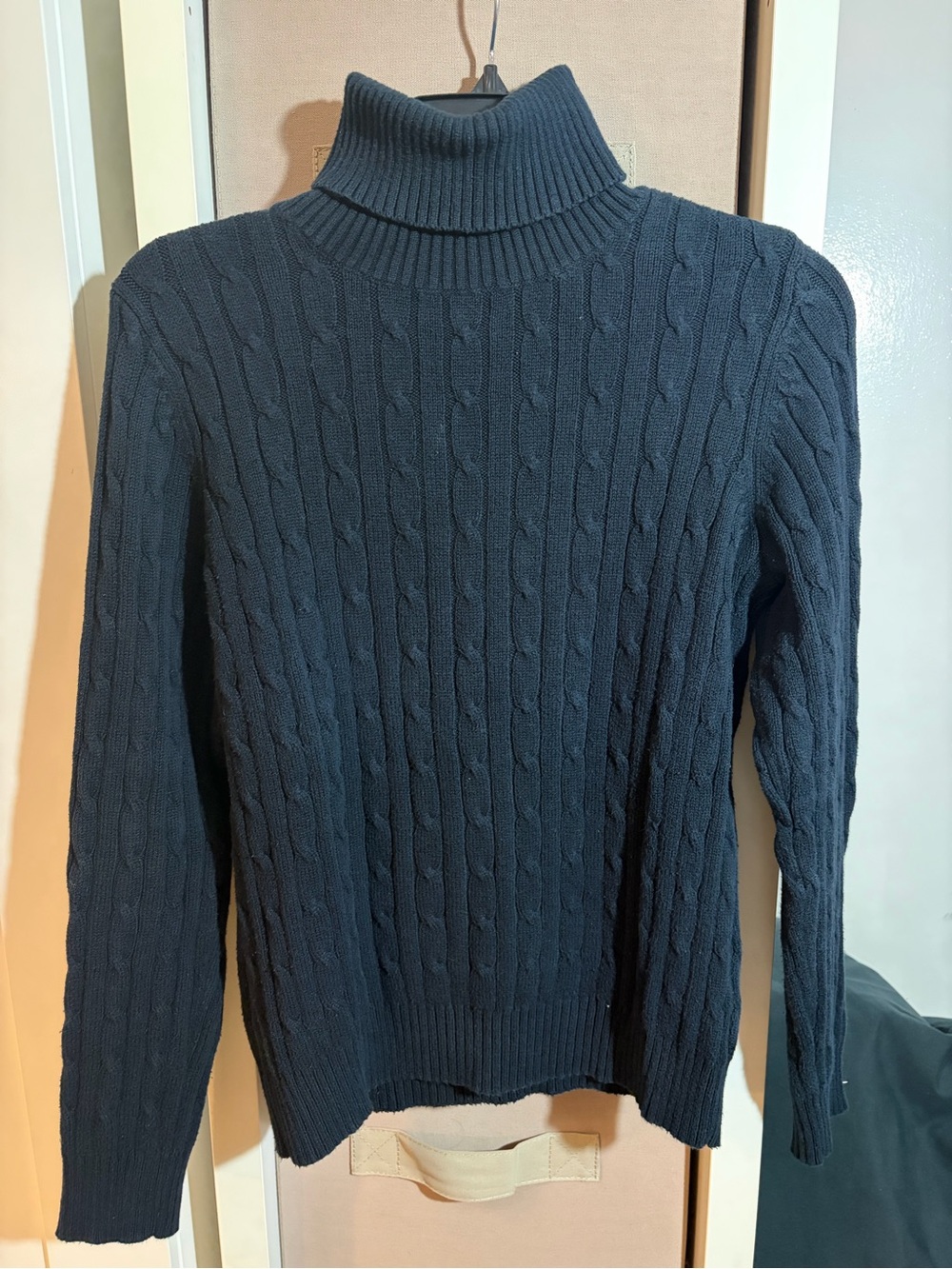 St John’s Bay Classic Cable-Knit Turtleneck Sweater - Blue